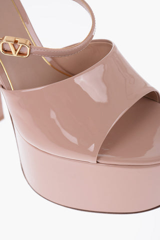 Sabot Open Toe In Vernice Con Cinturino Tacco 16 cm