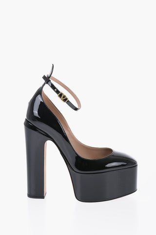 Patent Leather Pumps With Strap Heel 16 cm