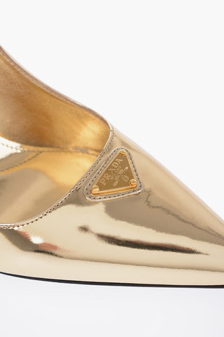 Metallic Effect Patent Leather Slingback Pumps Heel 8 cm