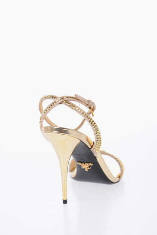 Sandali Con Strass Allover Tacco 10 cm