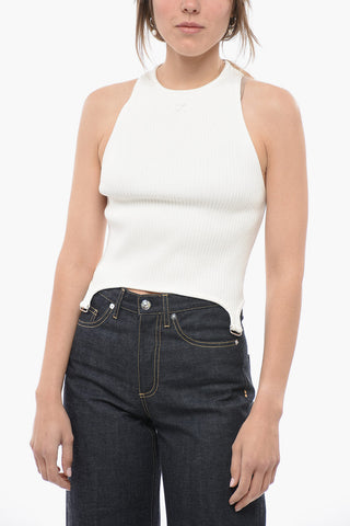 Ribbed Sleeveless Top with Suspenders