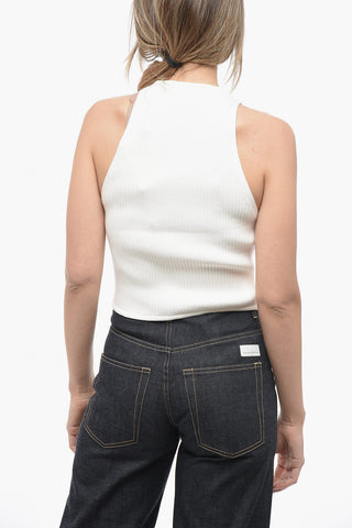 Ribbed Sleeveless Top with Suspenders