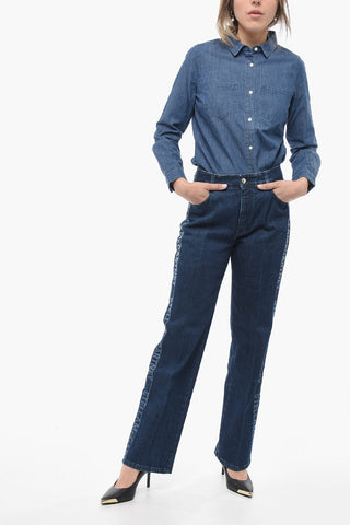 Straight Fit Dark Wash Denims with Side Logoed Bands 22cm