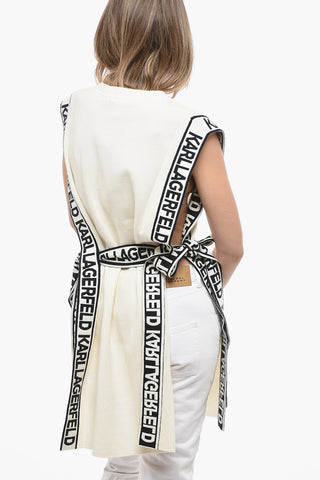 Knitted Crew-neck Tunic Dress with Logoed Belt
