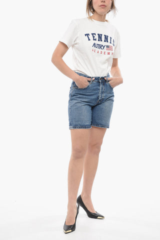 Denim STELLA Shorts with Visible Stitching