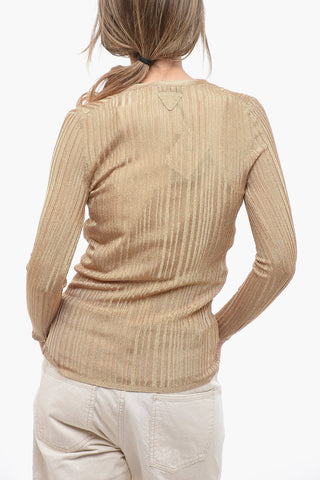 Cardigan in Misto Viscosa Lamè con Scollo a V