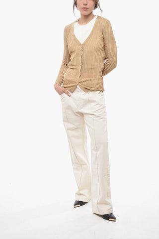 Cardigan in Misto Viscosa Lamè con Scollo a V
