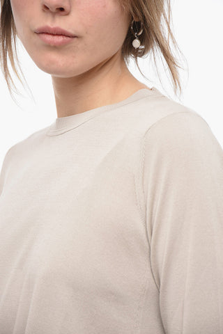 Solid Color Lightweight Cotton Crew-neck Sweater
