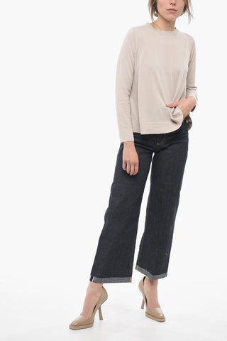 Solid Color Lightweight Cotton Crew-neck Sweater
