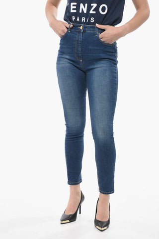 Jeans Slim Fit con Bottone Dorato 13cm