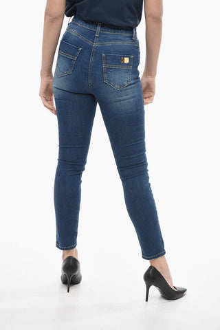 Jeans Slim Fit con Bottone Dorato 13cm