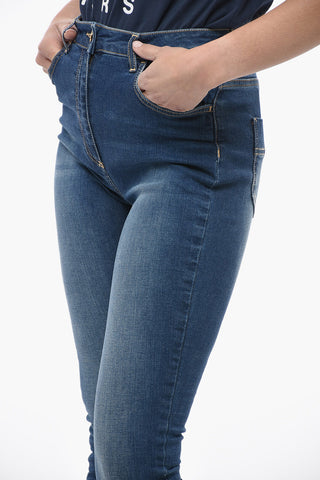 Jeans Slim Fit con Bottone Dorato 13cm