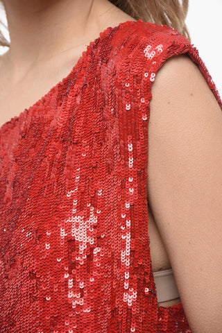 Sequined Tank Top with Deep Neckline