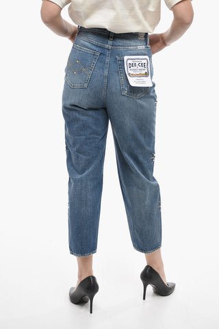Jeans Tappared Fit GLORY Con Borchie e Gioielli 16cm