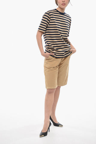 Two-Tone Awning Stripd Crew-Neck T-shirt