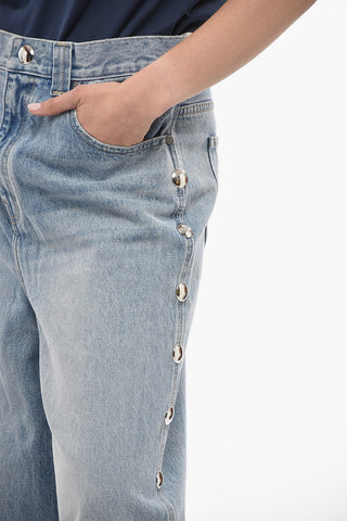 Jeans a Gamba Larga con Borchie Laterali 30cm