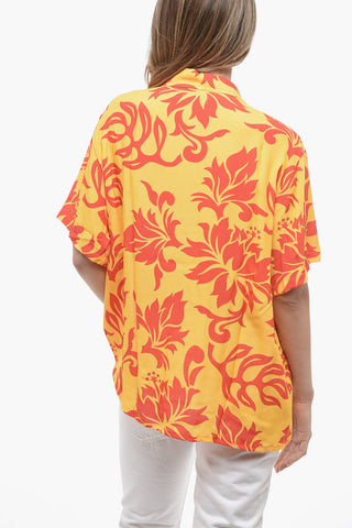 Short-Sleeve Shirt UNISEX with Floral Print and Chest Pocket