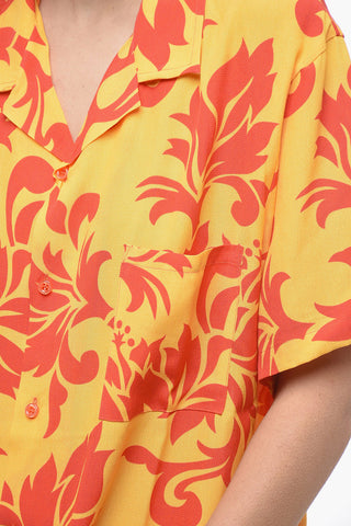 Short-Sleeve Shirt UNISEX with Floral Print and Chest Pocket