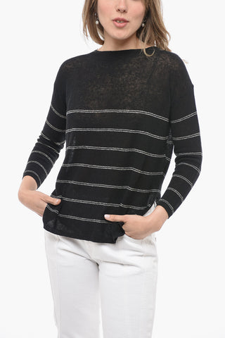 LEISURE Contrasting Details MADIA Crew-neck Sweater