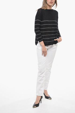 LEISURE Contrasting Details MADIA Crew-neck Sweater