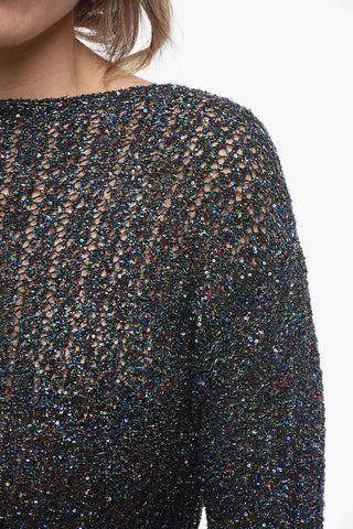 MM1 Maglia Girocollo in Lurex e Paillettes