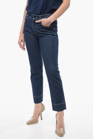 Straight Leg Stretch Denim Capri Jeans 18cm