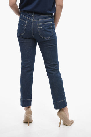 Straight Leg Stretch Denim Capri Jeans 18cm