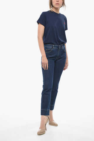 Straight Leg Stretch Denim Capri Jeans 18cm