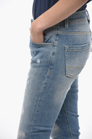Visible Stiching Distressed  MORICH Jeans 15cm