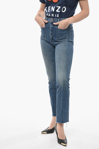 Stretch Denim HUSTLER Jeans with Frayed Hem 20cm