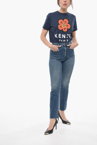 Stretch Denim HUSTLER Jeans with Frayed Hem 20cm