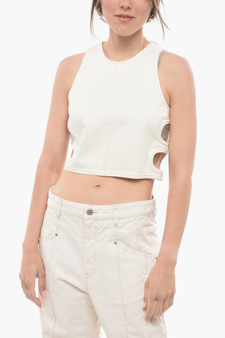 Tank Top in Denim con Cut-outs Laterali