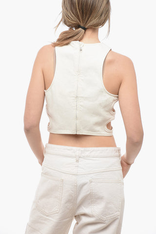 Tank Top in Denim con Cut-outs Laterali