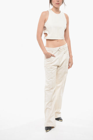 Tank Top in Denim con Cut-outs Laterali