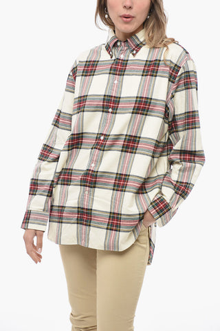 Plaid Motif Button-Down Collar Shirt