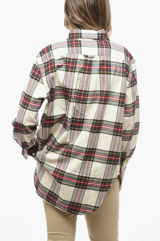 Plaid Motif Button-Down Collar Shirt
