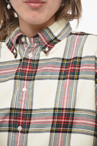 Plaid Motif Button-Down Collar Shirt