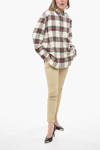 Plaid Motif Button-Down Collar Shirt