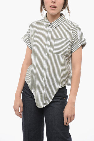 Awning Striped BETONY Shirt with knot Hem