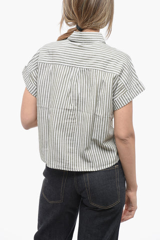 Awning Striped BETONY Shirt with knot Hem