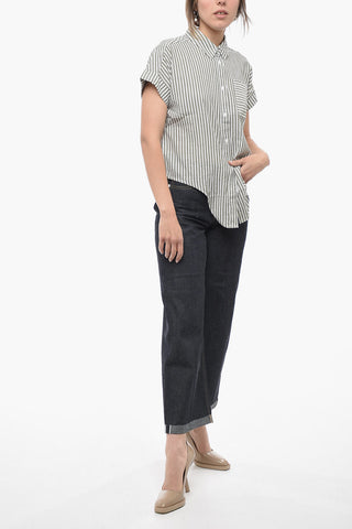 Awning Striped BETONY Shirt with knot Hem