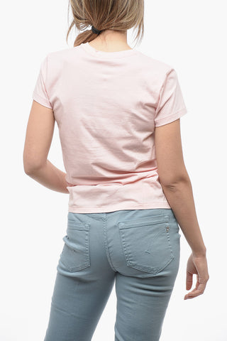 Solid Color Crew-neck T-Shirt with Embroidered Logo