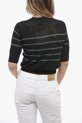 LEISURE Contrasting Details CALAMO Crew-neck Sweater