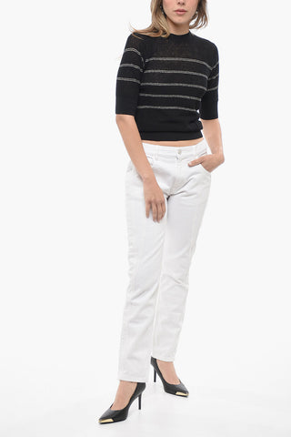LEISURE Contrasting Details CALAMO Crew-neck Sweater