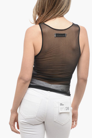 Sheer UNISEX Tank Top With Rhinestone Logo