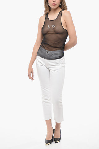 Sheer UNISEX Tank Top With Rhinestone Logo