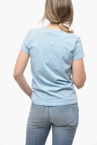 Solid Color Crew-neck T-Shirt with Embroidered Logo