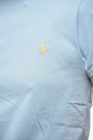 Solid Color Crew-neck T-Shirt with Embroidered Logo