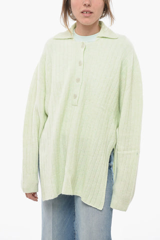 Maglia in Misto Lana con Collo a Polo