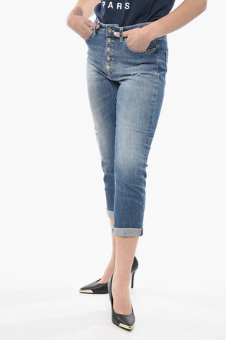 Stretch Denim KOONS Jeans with Ornamental Buttons 19cm